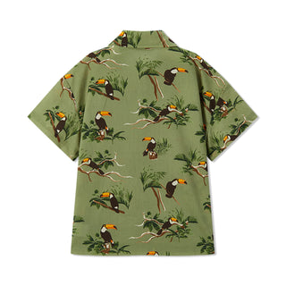 Toucan Collar Button-Up Shirt & Shorts Set
