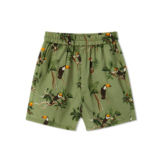 Toucan Collar Button-Up Shirt & Shorts Set