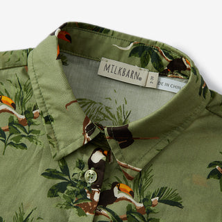 Toucan Collar Button-Up Shirt & Shorts Set