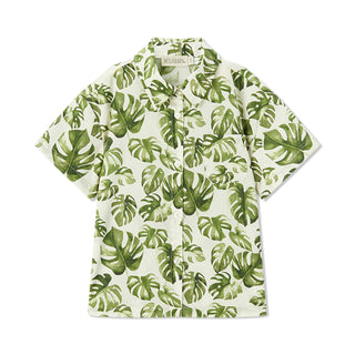 Island Leaf Collar Button-Up Shirt & Shorts Set