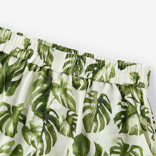 Island Leaf Collar Button-Up Shirt & Shorts Set