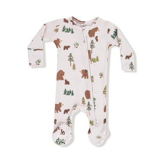 Sweet Brown Bears - 2 Way Zipper Footie