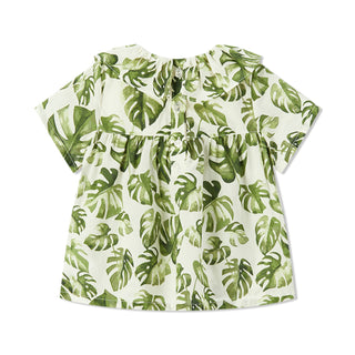 Island Leaf Butterfly Ruffle Dress & Bloomers Set
