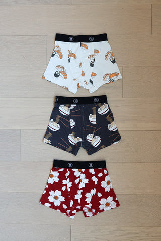 Bamboo Boxers (3 Pack) | Cherry Blossoms, Ramen & Sushi