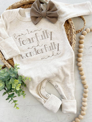 Baby Romper | Fearfully and Wonderfully Made - Taupe/Oatmeal