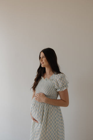 Women's Short Sleeve Muslin Dress | Morning Check