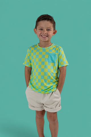 BE BOLD CHECKERS DREAM POCKET TEE