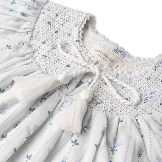 Organic Smocked Top & Shorts Set - Blue Vines