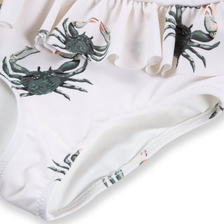 Coastal Crab Ruffle Waist Suspender Swimsuit