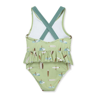 Summer Surf Ruffle Waist Suspender Swimsuit