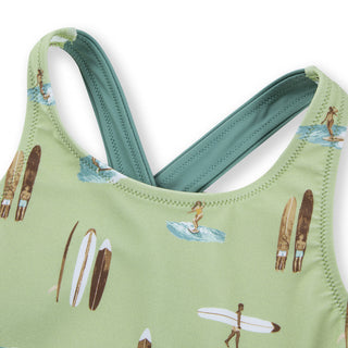 Summer Surf Ruffle Waist Suspender Swimsuit