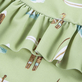 Summer Surf Ruffle Waist Suspender Swimsuit