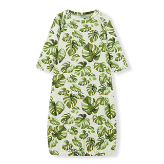 Island Leaf Cotton Stretch Newborn Gown & Hat Set