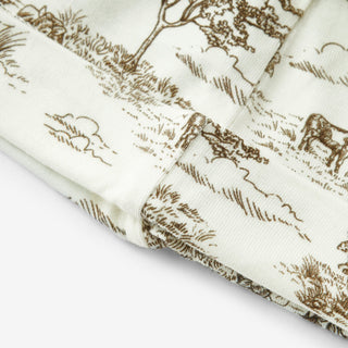 Country Toile Luxe Stretch Newborn Gown & Hat Set