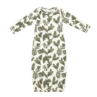 Pine Brushed Newborn Gown & Hat Set