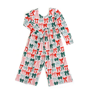 Bamboo Christmas Belle Bows Wide Leg Romper