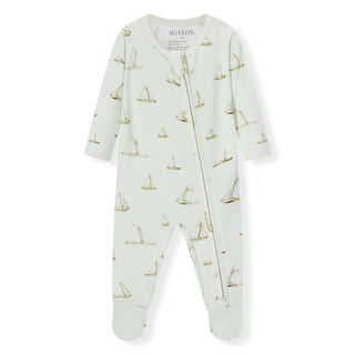Sailboat Melody Organic Cotton Zipper Footed Romper