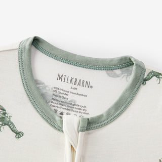 Mint Lobster Luxe Stretch Zipper Footed Romper