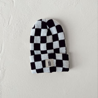 ff Knit Beanie  | Black + White Checkerboard