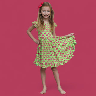 WILD DAISY CHECKERS DREAM RUFFLE DRESS