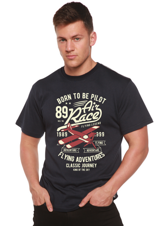 Born To Be Pilot Men's Bamboo Viscose/Organic Cotton Short Sleeve Graphic T-Shirt