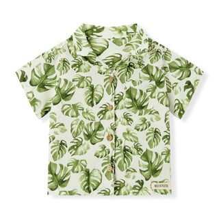 Island Leaf Linen Button-Up Shirt & Shorts Set