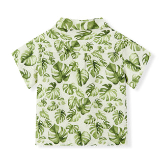 Island Leaf Linen Button-Up Shirt & Shorts Set