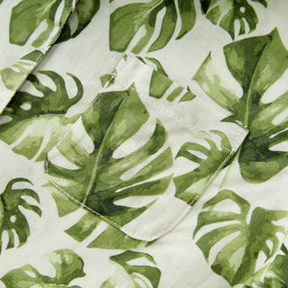 Island Leaf Linen Button-Up Shirt & Shorts Set