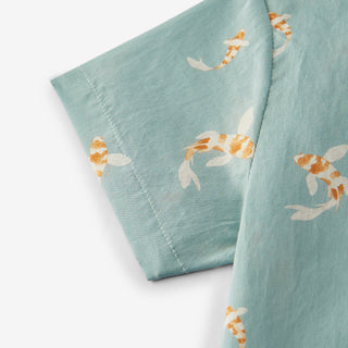Swimming Koi Collar Button-Up Shirt & Shorts Set