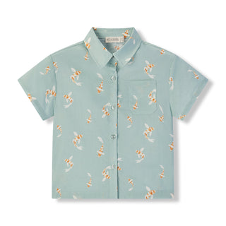 Swimming Koi Collar Button-Up Shirt & Shorts Set
