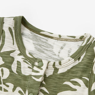 Island Leaf Silhouette Slub Cotton Sleeveless Jumper