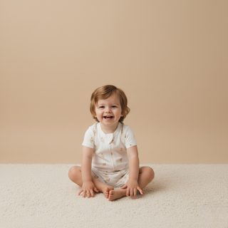 Organic Short Zip Romper - Ice Cream