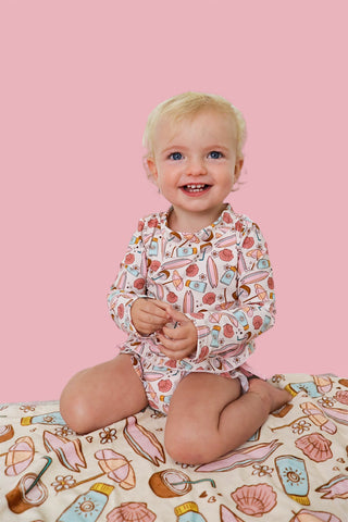 FUN IN THE SUN DREAM TWO-PIECE RASH GUARD RUFFLE SWIM SUIT