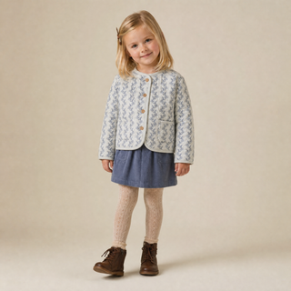 Organic Quilted Buttoned Jacket - Bluebell Vine