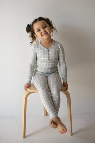 Bamboo Two Piece Pajamas | Foggy Grid