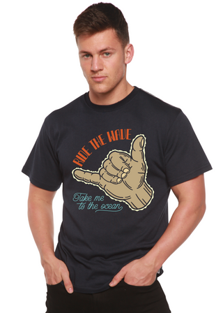 Ride The Wave Men's Bamboo Viscose/Organic Cotton Short Sleeve Graphic T-Shirt