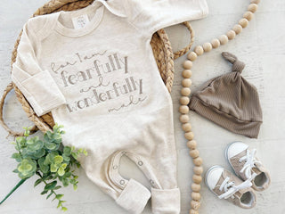 Baby Romper | Fearfully and Wonderfully Made - Taupe/Oatmeal