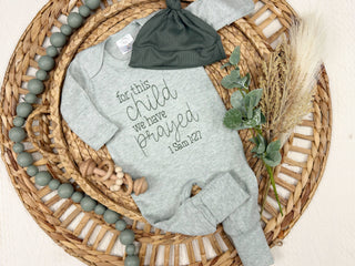 Baby Romper | For This Child We Have Prayed | Green
