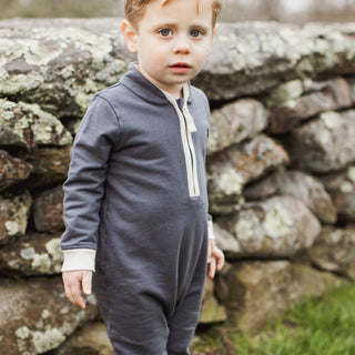 Quarter-Zip Baby Boy Jumpsuit