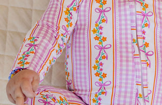 Bamboo Zip Romper | Gingham & Flowers