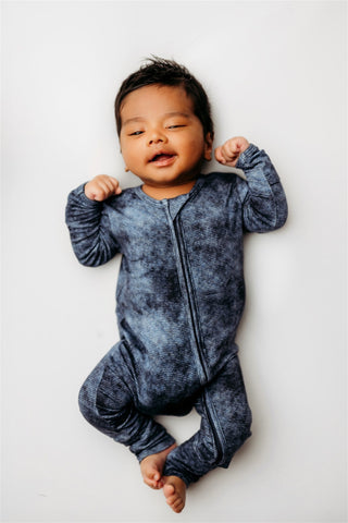 Denim Print | Convertible Two-Way Zip Footie