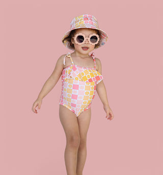 SUMMER SUNSET CHECKERS DREAM ONE PIECE SWIM SUIT