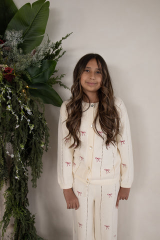 Cardigan & Knit Pant Set | Ribbons