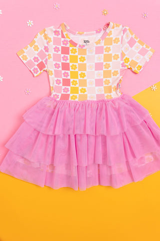 SUMMER SUNSET CHECKERS DREAM TUTU DRESS