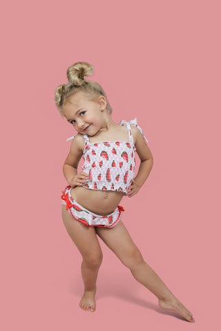 ONE IN A MELON DREAM SMOCKED TANKINI TWO PIECE SWIM SUIT