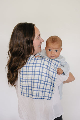 Blue & Green Plaid Muslin Burp Cloth
