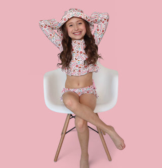 FUN IN THE SUN DREAM TWO-PIECE RASH GUARD RUFFLE SWIM SUIT