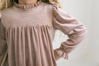 Alexa Champagne Velvet Dress