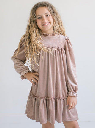 Alexa Champagne Velvet Dress