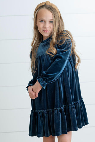 Alexa Teal Velvet Dress
